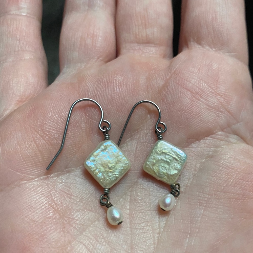 dainty mother of pearl drop earrings